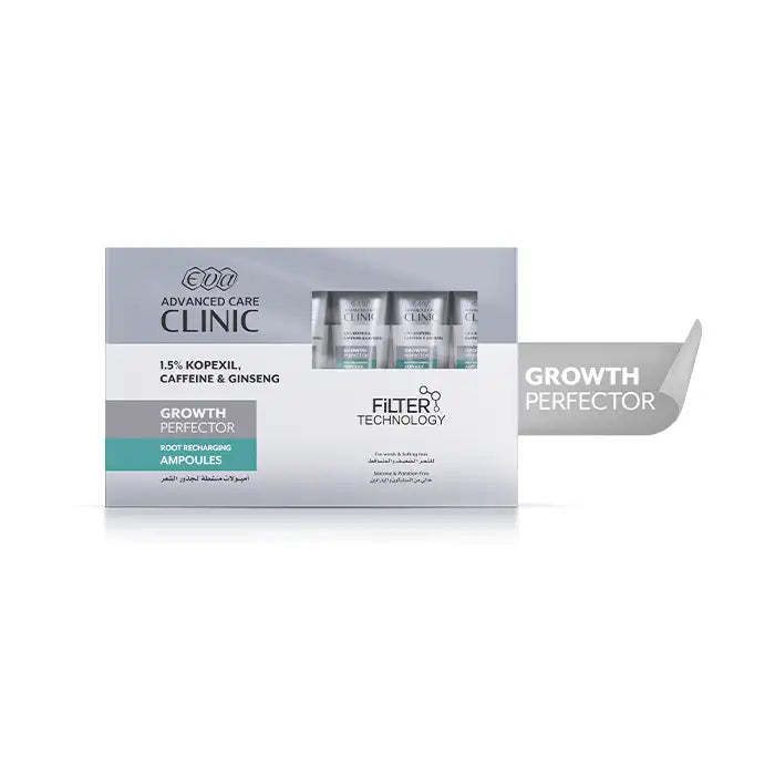 Eva Advanced Care Clinic Growth Perfector Root Recharging Ampoules For Weak & Falling Hair 6 Ml × 7 Ampoules