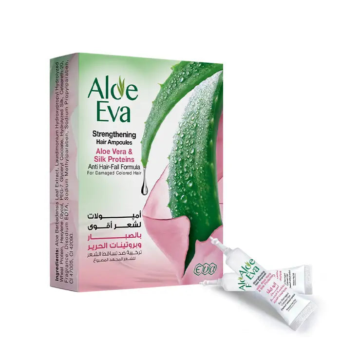 Aloe Eva Strengthening Hair Ampoules With Aloe Vera & Silk Proteins ( 4 Ampoules *  15 Ml )